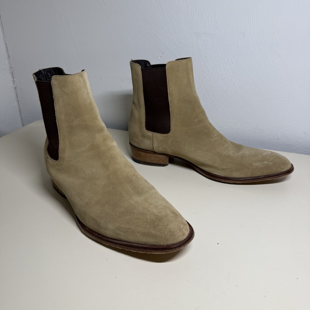 To Boot New York Men's Shawn Chelsea Boot Olive / Tan Suede, Size 8 Italy